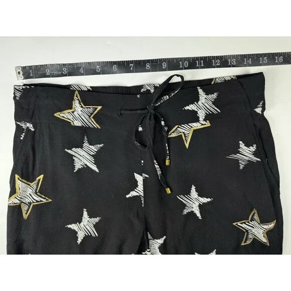 Sass and Bide Air Kisses Star Print Joggers Size 4 Black Gold Drawstring Relaxed